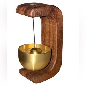 Walnut Mini Bell Chime | Magnetic/Adhesive Mount | Soft Door Alert NIB